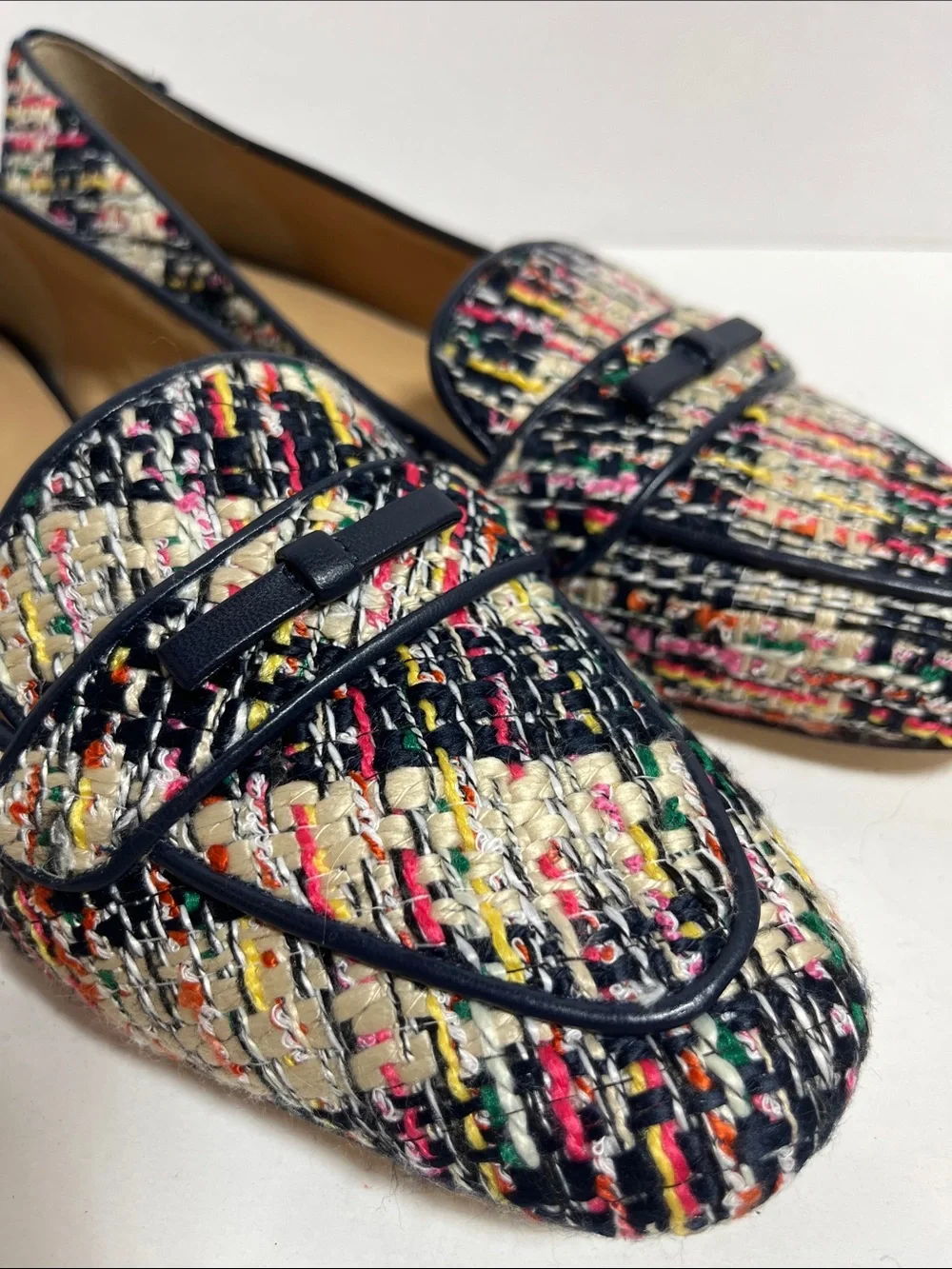 Talbots Multicolor Tweed Loafers with Navy Trim